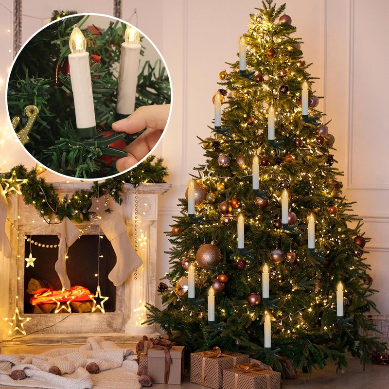 DRomance Christmas Tree Flameless Taper Candle Lights Battery Operated with 10-Key Remote and Timer, 10 Pack Plastic Flickering LED Taper Candles Multi-Using Home Garden Holiday Decor 3.4" - Image 4